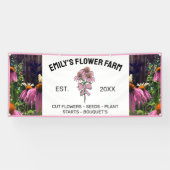 モダン ピンク＆ホワイト 2 フォト フラワーファーム 横断幕 (横)