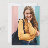 モダン ピンク ミントグリーン チェック フォト 卒業パーティー 招待状 (裏面)