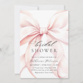 モダン ピンク リボン ブライダル シャワー 招待状 (正面)