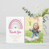 モダン ピンク レインボー 誕生日パーティー 感謝カード 招待状 (スタンド正面)