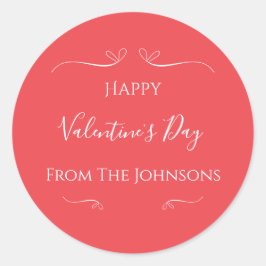 モダン ピンク レッド バレンタインデー ラウンドシール