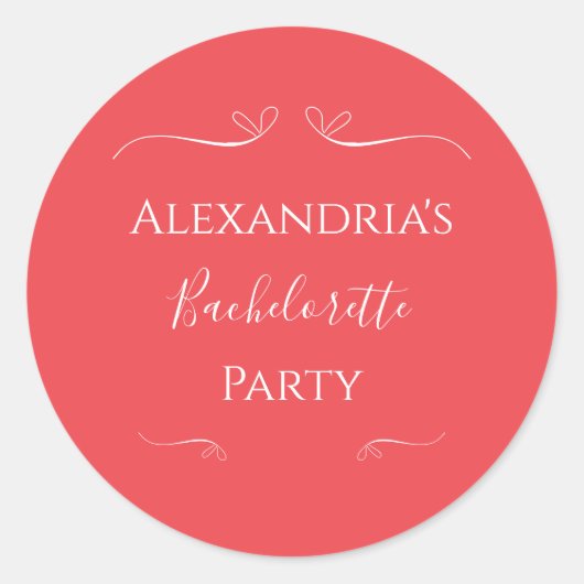 モダン ピンク レッド ブライズ パーティー ラウンドシール (正面)