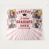 モダン ピンク レッド 卒業式 4 フォトブース 背景 タペストリー (正面(横))