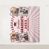 モダン ピンク レッド 卒業式 4 フォトブース 背景 タペストリー (正面)