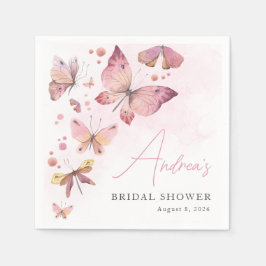 モダン ピンク 彼は私に蝶をくれる ブライダルシャワー スタンダードカクテルナプキン