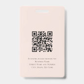 モダン ピンク 従業員 ビジネス ロゴ QR コード 写真 バッジ (裏面)