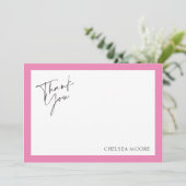 モダン ピンク 枠 スポット フラット サンクス カード (スタンド正面)