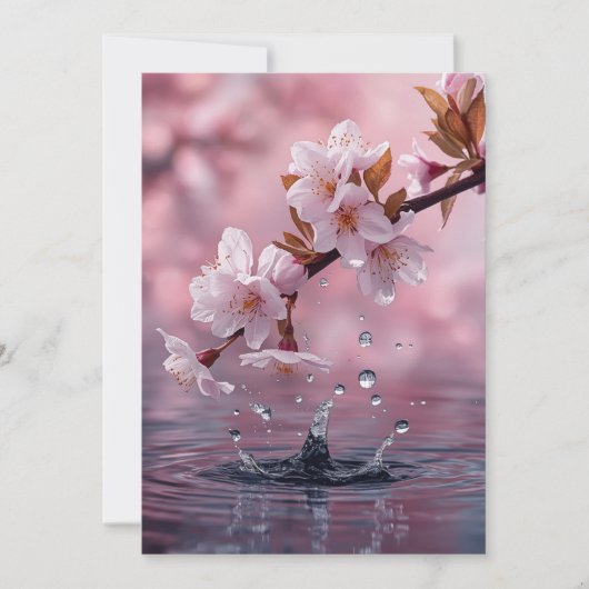 モダン ピンク 桜 招待状 テンプレート – E (正面)