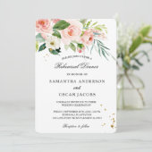 モダン ピンク 水彩 美しさ 花と葉 招待状 (スタンド正面)