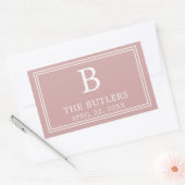 モダン ピンク 長方形ステッカー 長方形シール (封筒)