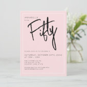 モダン ピンク 50歳 バースデーパーティー 招待状 (スタンド正面)
