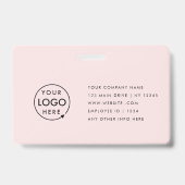 モダン ピンク ID カード | ロゴ写真 ビジネス スタッフ バッジ (裏面)
