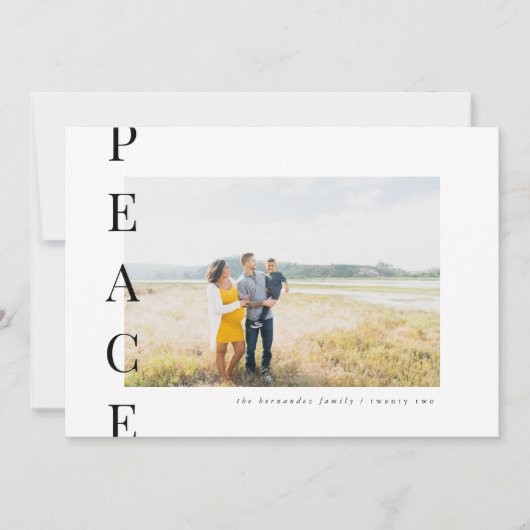 モダン ピース ミニマリスト ホリデー フォト カード (正面)