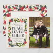 モダン ピース ラブ チア フェスティブ フレーム フォト 招待状 (正面/裏面)