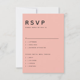 モダン ピーチ エディトリアル オールキャップス RSVP カード