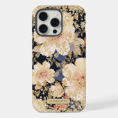 モダン ピーチ フローラル ギャザー シック オーダーメイド 名前 iPhoneケース (裏面)