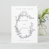 モダン ファインアート フローラル リース Save The Date カード (スタンド正面)