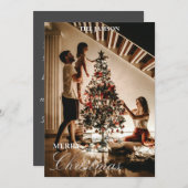 モダン・ファミリーのクリスマス・フォトカード 招待状 (正面/裏面)