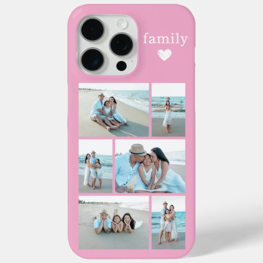 モダン+ファミリー6枚写真 ピンク Case-Mate iPhoneケース (裏面)