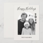モダン ファミリー フォト クリスマス カード | ハッピー ホリデー (正面/裏面)