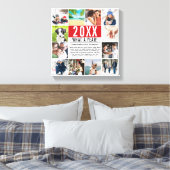 モダン ファミリー 1年を振り返る 12枚の写真コラージュ キャンバスプリント (インサイチュ (寝室))