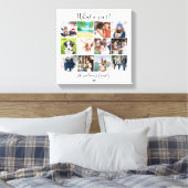 モダン ファミリー 12 枚の写真のコラージュ 1 年を振り返って キャンバスプリント (インサイチュ (寝室))