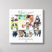 モダン ファミリー 12 枚の写真のコラージュ 1 年を振り返って キャンバスプリント (正面)