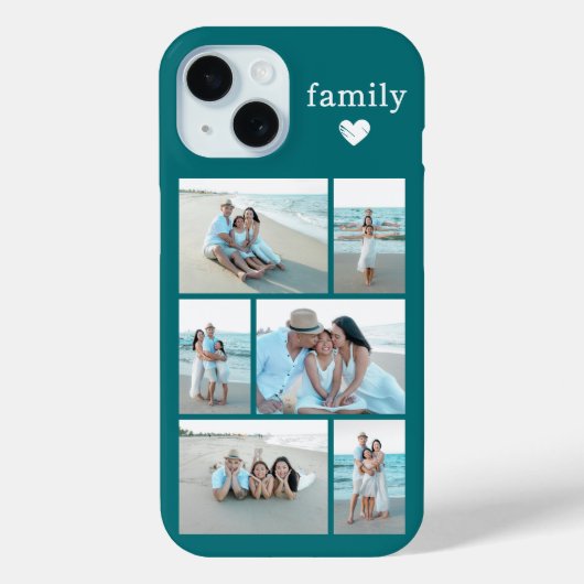 モダン ファミリー 6 枚写真 ターコイズ Case-Mate iPhoneケース (裏面)