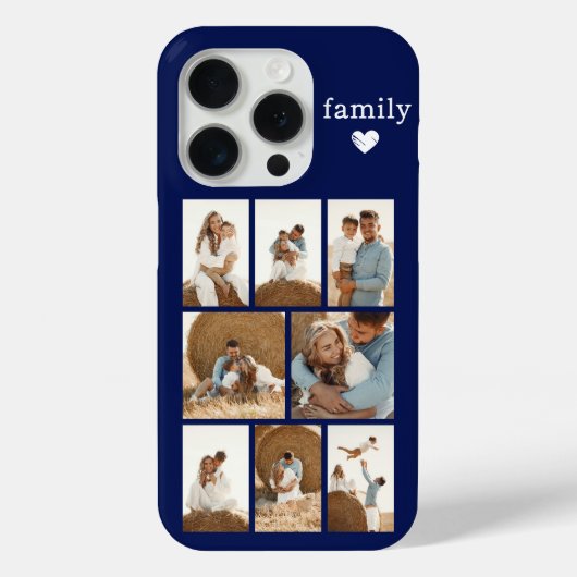 モダン ファミリー 8枚写真 ネイビーブルー Case-Mate iPhoneケース (裏面)
