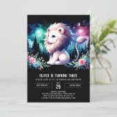 モダン ファンタジー ライオン 誕生日 招待状 (スタンド正面)