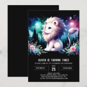 モダン ファンタジー ライオン 誕生日 招待状 (正面/裏面)