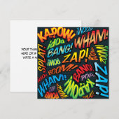 モダン ファン カラフル コミックブック サウンド 招待状 (正面/裏面)
