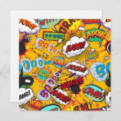 モダン ファン カラフル コミックブック シャウトアウト 招待状 (正面/裏面)