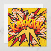 モダン ファン カラフル コミックブック KAPOW 招待状 (正面/裏面)