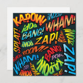 モダン ファン カラフル コミック ブック サウンド 招待状 (正面/裏面)