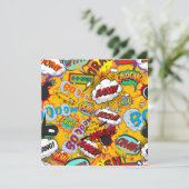 モダン ファン カラフル コミック ブック シャウト アウト 招待状 (スタンド正面)