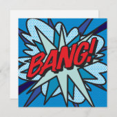 モダン ファン カラフル コミック ブック バン 招待状 (正面/裏面)