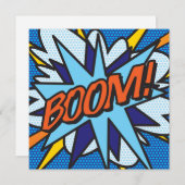 モダン ファン カラフル コミック ブック BOOM 招待状 (正面/裏面)