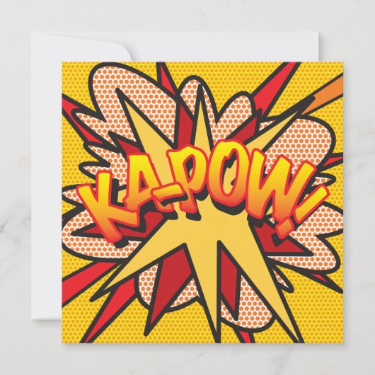 モダン ファン カラフル コミック ブック KAPOW 招待状 (正面)