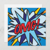 モダン ファン カラフル コミック ブック OMG 招待状 (正面/裏面)