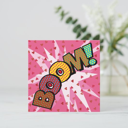 モダン ファン カラフル BOOM コミックブック 招待状 (スタンド正面)