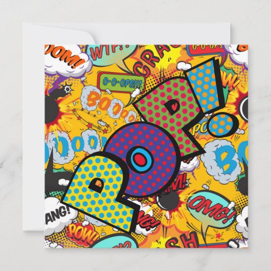 モダン ファン カラフル POP コミックブック 招待状 (正面)