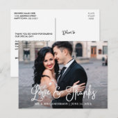 モダン ファン カリグラフィー ラブ アンド サンクス ウェディング ポストカード (正面/裏面)