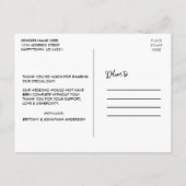 モダン ファン カリグラフィー ラブ アンド サンクス ウェディング ポストカード (裏面)