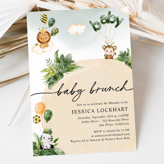 モダン ファン ジャングル サファリ ボーイ ベイビー ブランチ 招待状