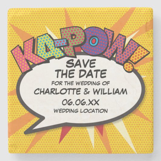 モダン ファン セーブ ザ デート ストーンコースター (正面)