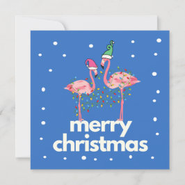 モダン ファン フラミンゴ メリークリスマス フラットカード