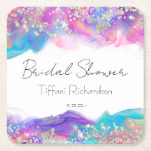 モダン ファン レインボー アルコール インク ゴールド グリッター