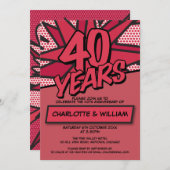 モダン ファン 40周年 ルビー 結婚記念日 招待状 (正面/裏面)