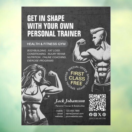 モダン フィットネス トレーナー ボディビルディング ジム インストラクター ウィンドウサイン (シート3)